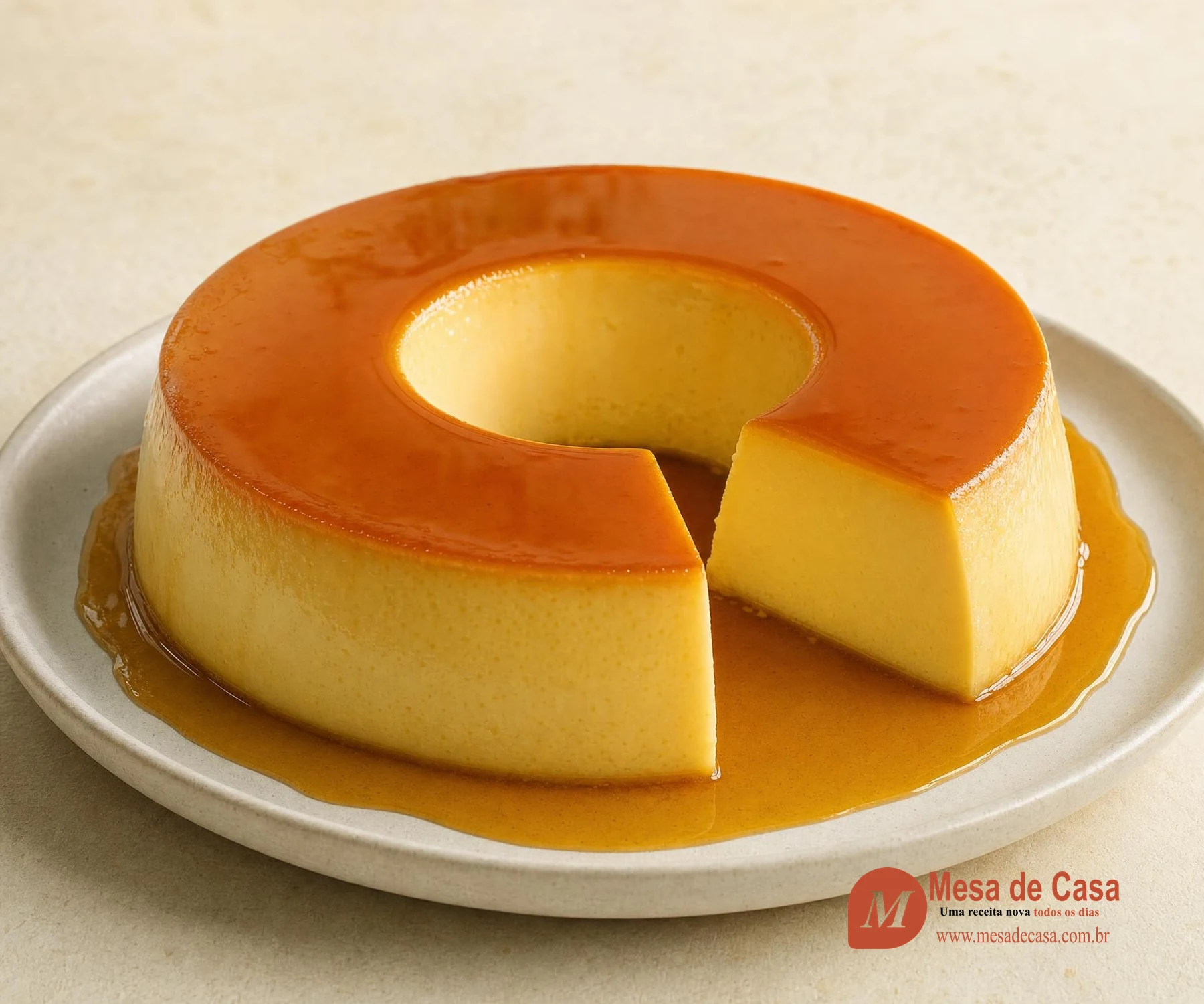 Pudim de leite condensado em anel com calda de caramelo